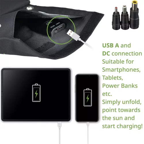 Bresser 21 Wattos mobil napelemes töltő, USB-vel