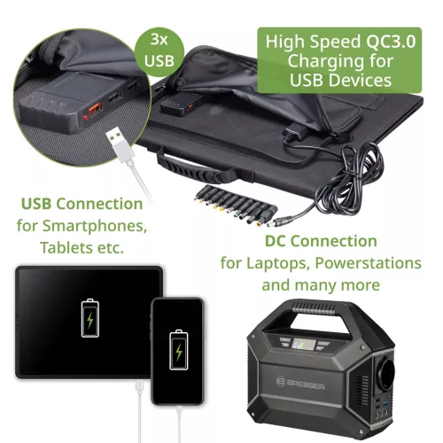 Bresser 40 Wattos mobil napelemes töltő, USB-vel