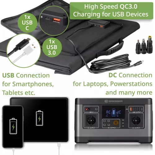 Bresser 120 Wattos mobil napelemes töltő, USB-vel