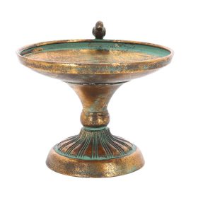   Antikolt stílusú fém madáritató és etető tál, arany színű, 23 x 23 x 20,5 cm