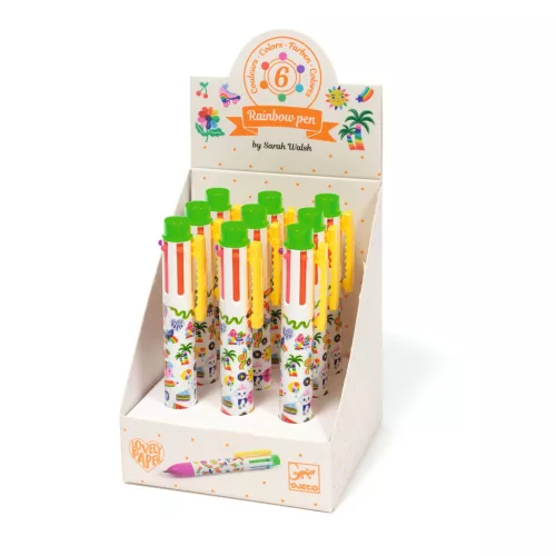 Hatszínű golyóstoll - Fluoreszkáló színek - Rainbow pen Sarah