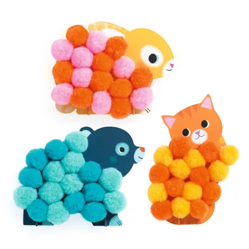 Pompom-kép készítés - Állatok és pomponok - Animals and Pom-pom Circles