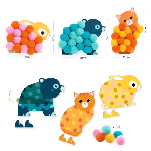 Pompom-kép készítés - Állatok és pomponok - Animals and Pom-pom Circles