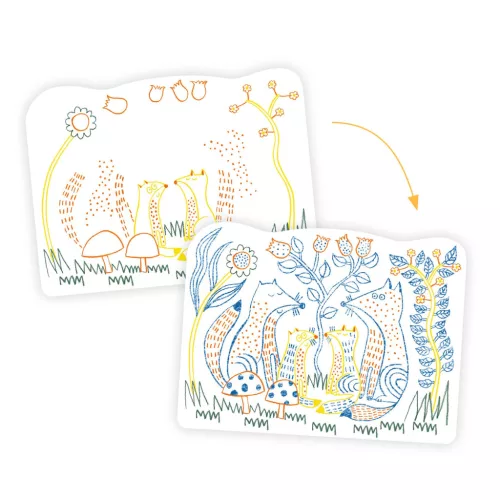 Meglepetés színező - Erdei állatok - Woodland families