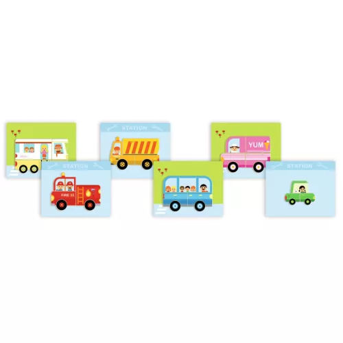 Mágneses képkirakó - Variációk 12 járműre - Inzebox Vehicles