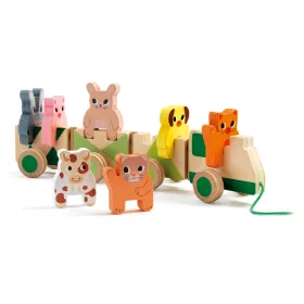   Húzható- és építőjáték - Tanyasi vonat, 4 vagon + 7 állat - Trainimo Farm