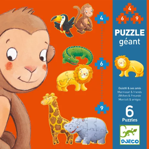 Óriás puzzle - Marmoset és barátai, 4-6-9 db-os - Marmoset and friends