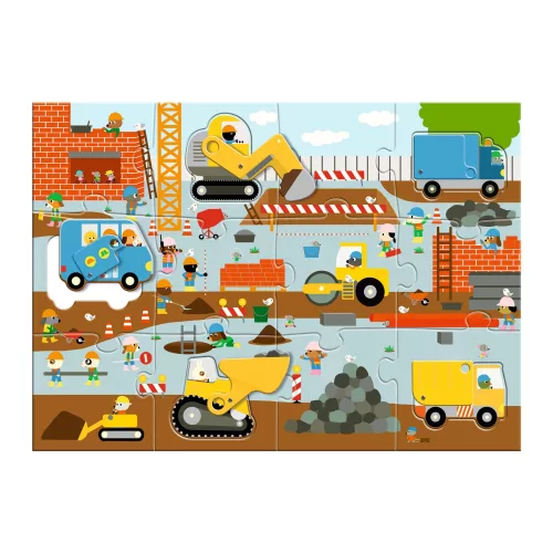 Óriás puzzle - Építkezés, 12+5 db-os - Construction site
