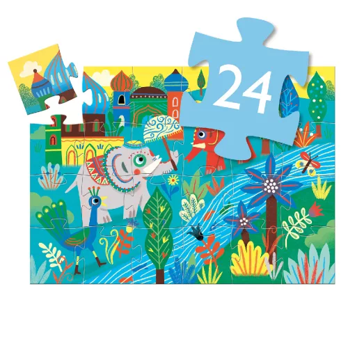 Formadobozos puzzle - Elefánt és barátai, 24 db-os - Haathee, Asian elephant