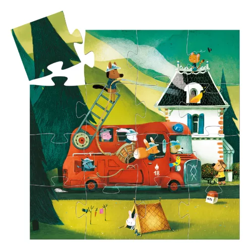 Formadobozos puzzle - A tűzoltóautó, 16 db-os - The fire truck 