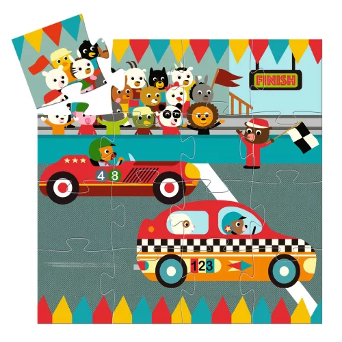 Formadobozos puzzle - Versenyautó, 16 db-os - The racing car 