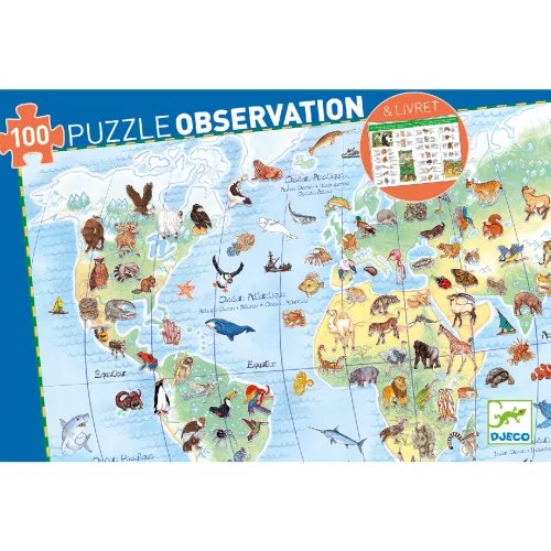 Megfigyeltető puzzle - Föld állatai, 100 db-os - Animals of the earth