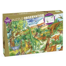   Megfigyeltető puzzle - Dinoszauruszok, 100 db-os - Dinosaurs + booklet