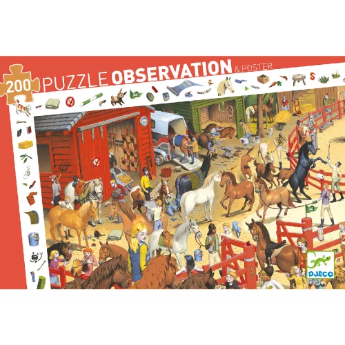 Megfigyeltető puzzle - Lovaglás, 200 db-os - Horse riding