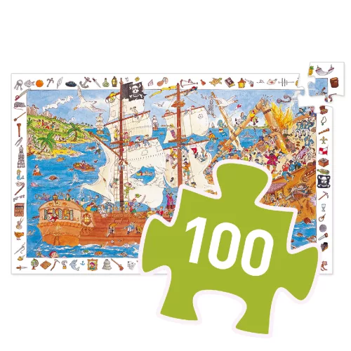 Megfigyeltető puzzle - Kalózok, 100 db-os - Pirates