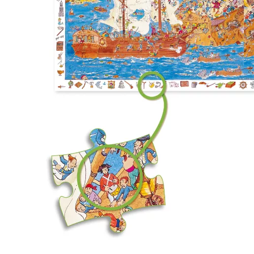 Megfigyeltető puzzle - Kalózok, 100 db-os - Pirates
