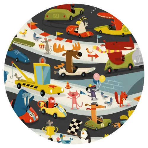 Megfigyeltető puzzle - Állati autóverseny, 54 db-os - Car rally
