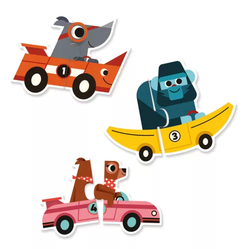 Párosító puzzle - Autós - Racing cars