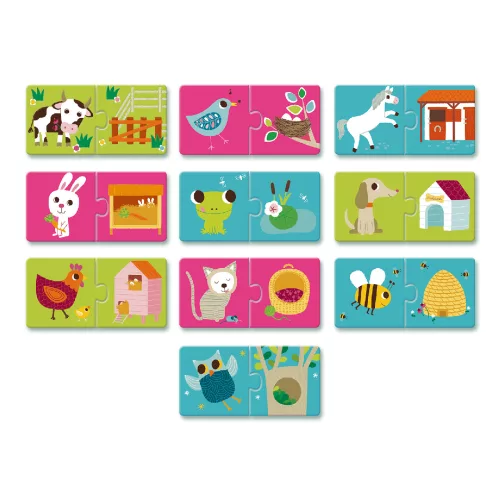 Párosító puzzle - Ki hol lakik, 20 db-os - Habitat