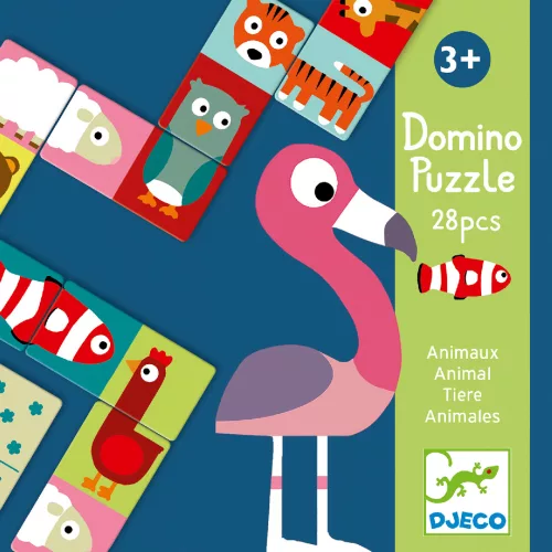 Kétfeles Domino - Állatfelek, 28 db-os - Animo-puzzle