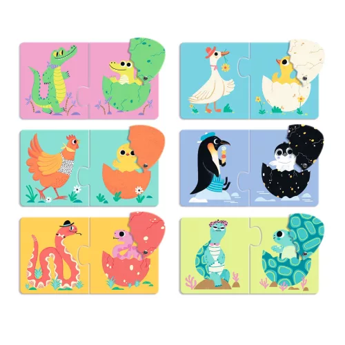 Párosító puzzle - Kié a tojás, 12 db-os - Funny eggs