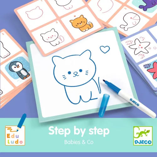 Rajzolás lépésről lépésre - Állatkölykök - Eduludo Step by step Babies and Co