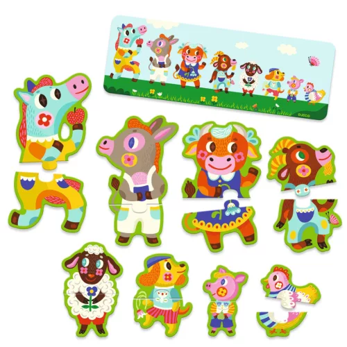 Sorozatkirakó puzzle - Nagyok és kicsik a tanyán, 16 db-os - Big and small on the farm