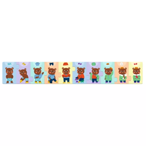 Sorozatkirakó puzzle - Mackó öltözködik, 10 db-os - Teddy dresses up