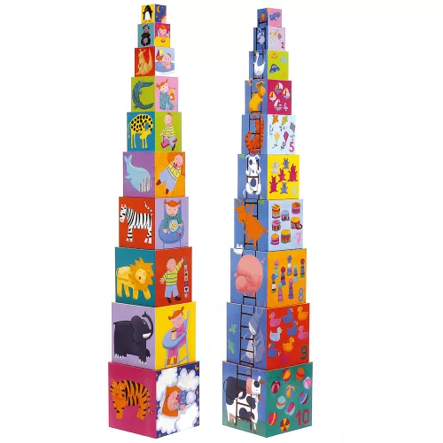 Toronyépítő kocka - Mulatságos építő - 10 funny blocks