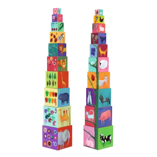 Toronyépítő kocka - Természet és állatok - 10 nature and animal blocks