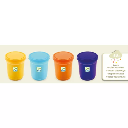 Gyurma - Pillegyurma 4 színben - 4 tubs of play dough, Plain flour