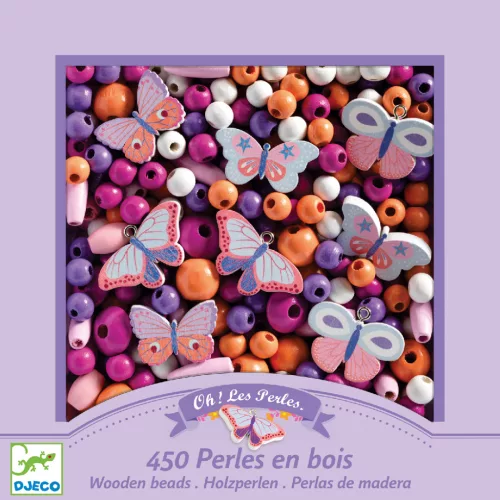 Fagyöngy készlet - Pillangók - Wooden beads, buterflies