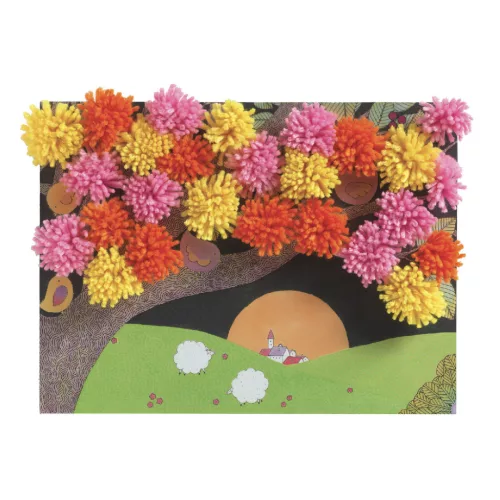 Pompom-kép készítés - Kirobbanó pompom meglepetés - An explosion of pompons