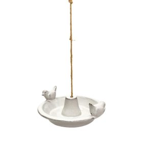   Függő kerámia madáretető tál, törtfehér, 30 cm átmérőjű