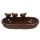 Kerámia madáritató és etető tál, ovális, barna