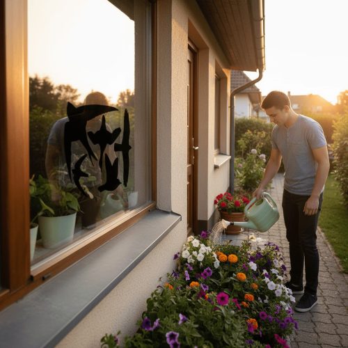 Madárriasztó, madár sziluett ablakmatrica a madarak épségéért