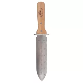   Rozsdamentes acél Hori Hori kés tokkal, kőrisfa nyéllel,  32 cm