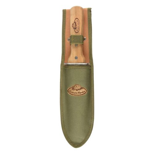 Rozsdamentes acél Hori Hori kés tokkal, kőrisfa nyéllel,  32 cm