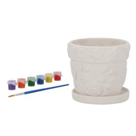   Kifesthető rovarmintás virágcserép, festékkel és ecsettel, 13 cm átmérőjű