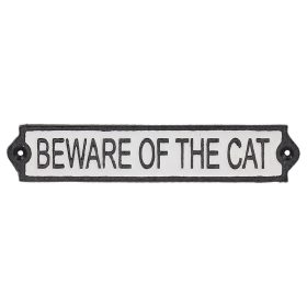 Öntöttvas 'Beware of the cat' tábla, 25 cm