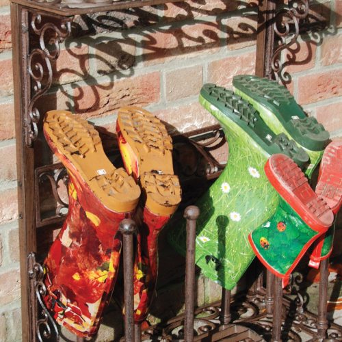 Öntöttvas csizmatartó és sárlehúzó állvány, 76 x 63 cm