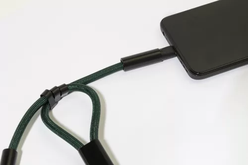 CuffCharge 60 W-os RPET mobiltartós csuklópánt kábellel