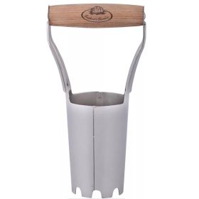   Rozsdamentes acél virághagyma ültető, kőrisfa fogóval, 21 cm