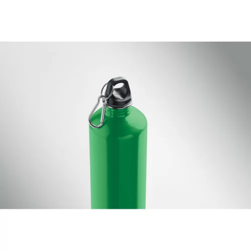 Újrahasznosított rozsdamentes acél kulacs karabínerrel 1 liter