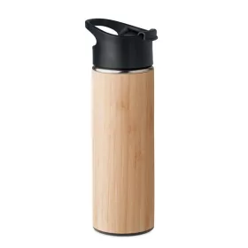  Duplafalú rozsdamentes acél termosz bambusz külsővel 450 ml