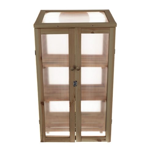 Fából készült polcos üvegház, barna, 125 x 70 x 54 cm