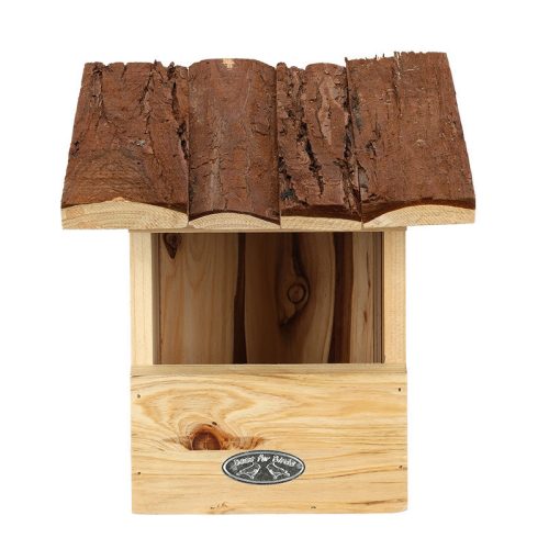Madárház fakéreg tetővel, vörösbegynek, 21 x 31 cm