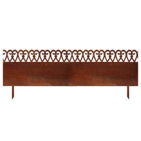   Rusztikus stílusú leszúrható fém ágyásszegély, gyepszegély, 100 x 35 cm