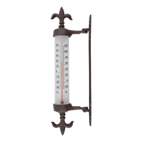 Falra rögzíthető öntöttvas hőmérő, 30 cm