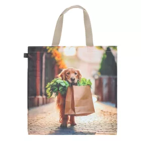 Golden retriever kutyás bevásárló táska, 40 x 40 cm
